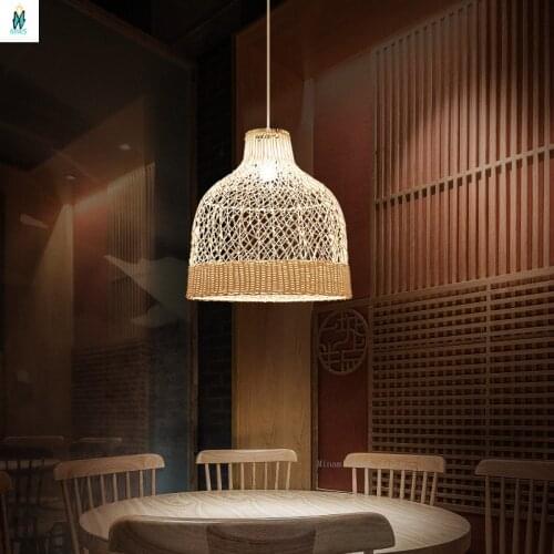 New Style Grid Rattan Pendant Light Art Creation Craft Hanging Lamp for Living Room Bedroom Kitchen Restaurant Decor Chandeliers