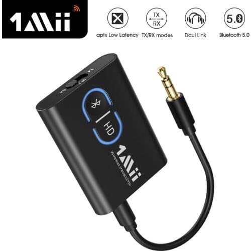 1Mii ML300 Portable Bluetooth 5.0 Audio Receiver Transmitter aptX LL HD 280mAH Battery 3.5mm Aux Bluetooth Adapter for TV Car PC