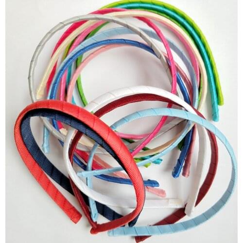 Hairbands Head Hoop For Women Girl Kids Hair Accessories Band 1cm Plain Ribbon Lined Covered Plastic Resin Clasp Headband FJ3101
