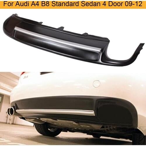 PU Car Rear Diffuser for Audi A4 B8 Standard Sedan 4 Door 2009-2012 Rear Bumper Diffuser Lip Spoiler Single Exhaust Two Outlet