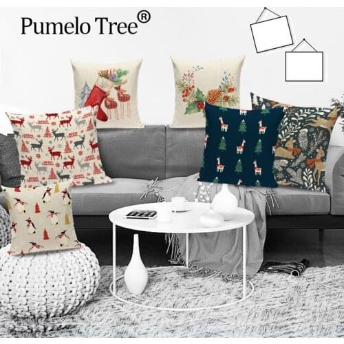 Merry Christmas Pillowcase Festival Letter Sofa Car Cushions Home Decoration Deer Santa Claus Bed Pillow Covers Capa De Almofada