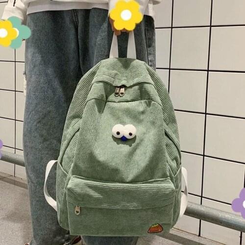 High School Backpack Corduroy Bag
