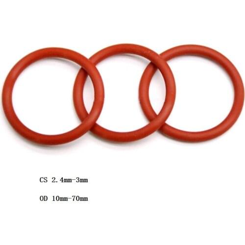 Silicone O-Ring Food Grade Seal Washer Red Rubber O Ring OD 10mm-70mm CS 2.4mm - 3mm