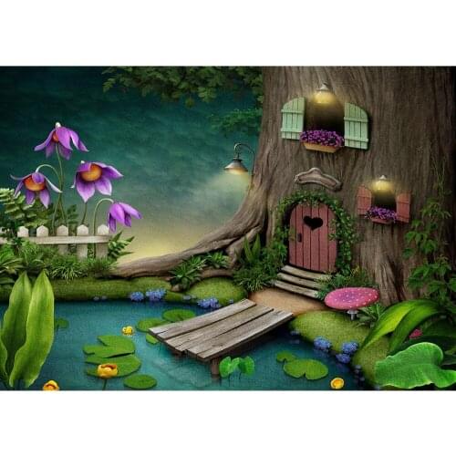 Fairy Tale Tree House Photographic Backdrop for Photo Shoot Props Children Kids Baby Cloth Photographic Background Photo Shoot