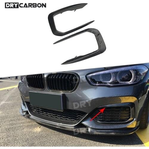 Dry Carbon Fiber Front Fog Lamp U Type Frame Trim Strips Covers for BMW 1 Series F20 M Sport M135i M140i Hatchback 2016-2018 FRP