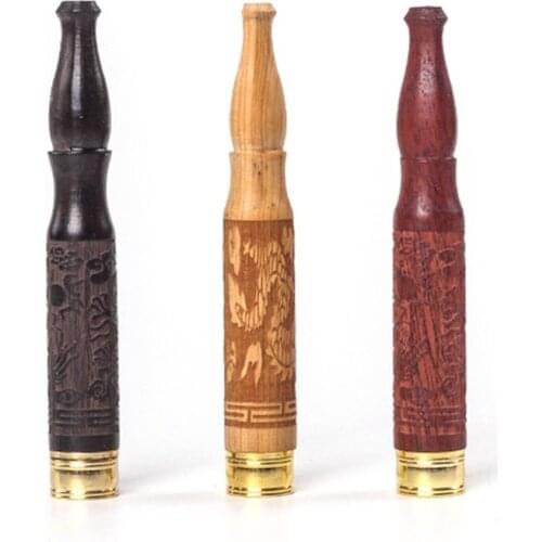 Natural carving Wood Pipes Smoke Washable Filter Cigarette Holder Patterns Smoking Pipe Accessories