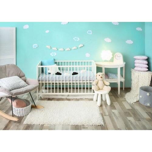 Crib Teddy Bear Wooden Floor Sofa Vinyl Cloth Photo Backgrounds for Photo Studio Fundo Fotografia Children Baby Photophone