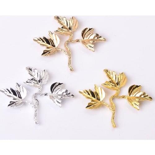 20 Pcs 35*40mm Vintage Alloy Leaf Wedding Hair Accessories Bridal DIY Handmade Jewelry Making Accessories