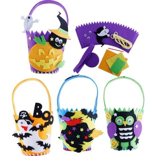 YIBO 1pcs Cartoon Halloween Non-woven Sugar Bag Children Creative Handmade DIY Tote Bag Happy Halloween Gift Pumpkin Bag