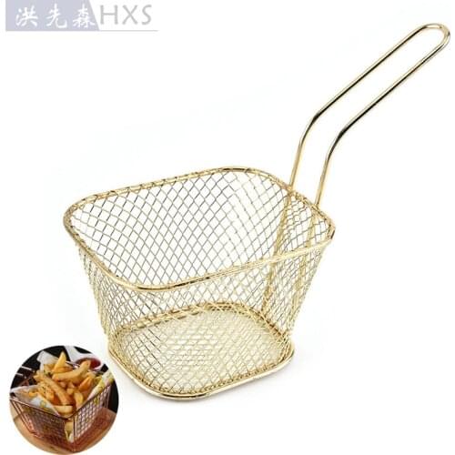 Stainless steel french fries fried basket western food snack food basket fried mesh basket grease trap gadgets for kitchen
