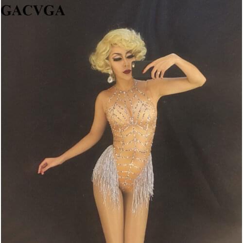 GACVGA 2019 Stretch Tassel Leotard Summer Sexy Bodysuit Women Nightclub Party Romper Jumpsuit Autumn Overalls