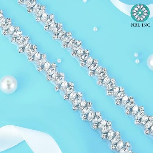 1 YARD) Silver bridal belt wedding trim gold with crystals wedding dress accessories belt sash for wedding dress WDD0696