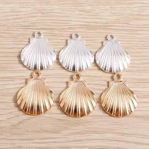 10pcs/lot 19*24mm Trendy Alloy Beach Shell Charms Pendants Fit Earrings Necklaces Handmade Craft Jewelry DIY Making Accessories