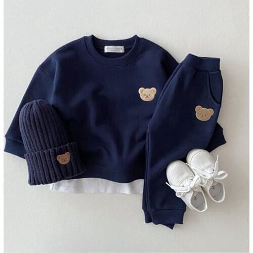 Baby Long Sleeve Outfits Cartoon Cute Embroidered Sweatshirt + Pants 2pcs Suit For Toddler Kids Boys Girls Casual Clothes Sets