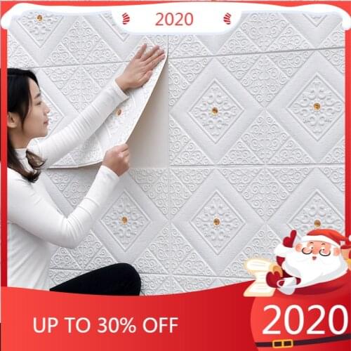 3D Foam Wall Panel Embossed Self Adhesive Wallpaper Ceiling Stickers Roof Decoration Bedroom Home House Kids Living Room Office