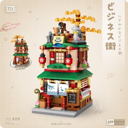 4 in 1 LOZ Mini Blocks City Street views japanese culture featured shops learning I-Interactive Assemble Toys Brinquedos