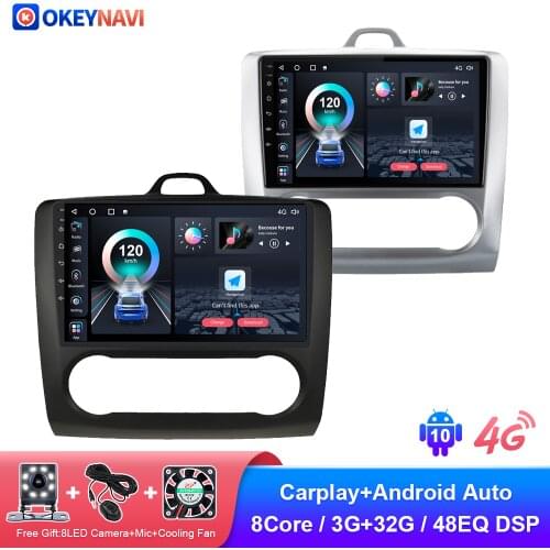 6G 128G Android Car Radio For Ford Focus 2 3 Mk2 Mk3 2004-2011 WiFi Carplay Android Auto Multimedia Player 2din Black Frame 4G