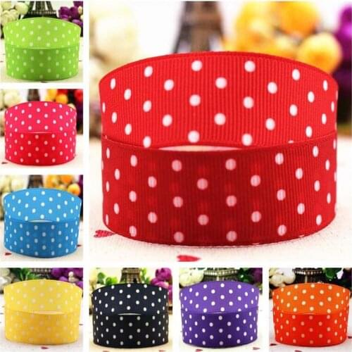 Free delivery of 22mm multicolored solid polka dot cartoon grosgrain ribbon 10 yard hair accessories diy bowparty decoration