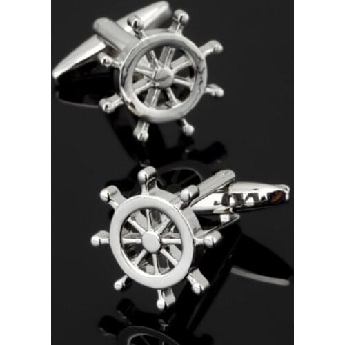 Free shipping, new silvery boat rudder cufflinks fashion mens shirt cufflinks senior designer exclusive brand button design