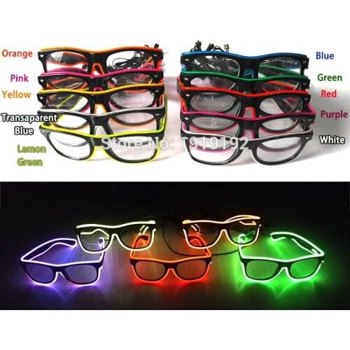 Wireless el glasses El Wire Fashion Neon LED Light Up Shutter Shaped Glow Glasses Rave Costume Party DJ Bright SunGlasses
