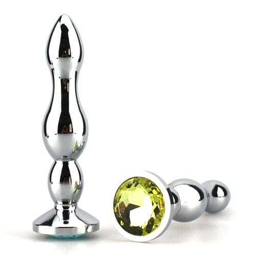 Big size length 139mm Dia 24mm to 30mm aluminium alloy bumblebee metal jewel anal plug beads butt sex toys for men and women