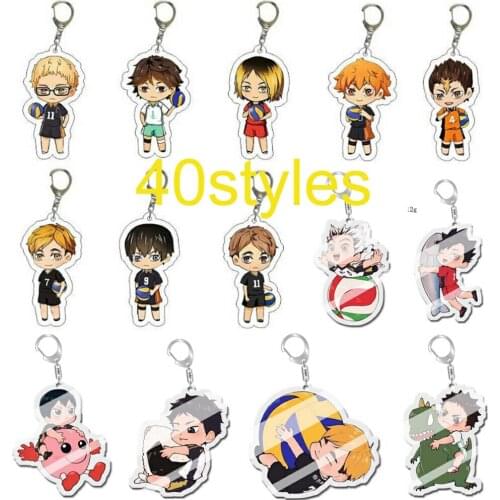 5pcs Haikyuu Hinata Shoyo Tobio Kageyama Daichi sugawara Figure Charms keychain pendant toy bags key rings Gift