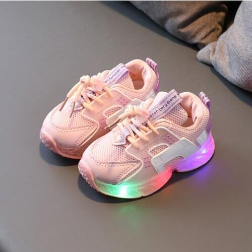 2021 Kid Shoes Led luminous Kids Shoes for boys girls Light Children Luminous baby Sneakers mesh sport Boy Girls Led Light Shoes