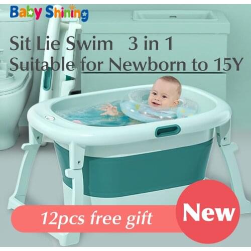Baby Shining Bath Tub Bed 0-15Y Swim Plastic Portable Folding Home Bath Large Thick Widen Heat Preservation Children Bath Bucket