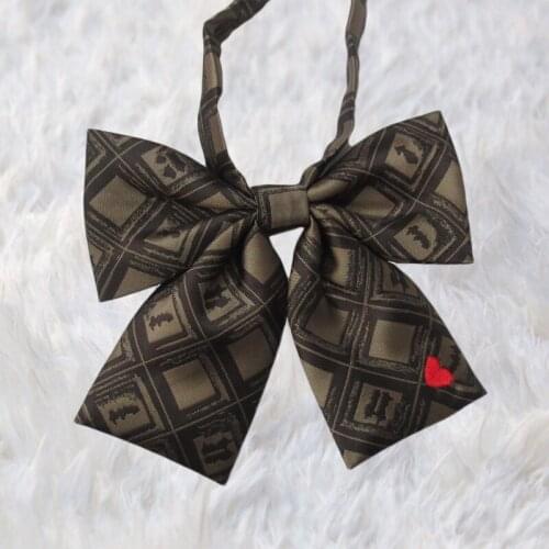 2 pcs / lot JK Uniform Clothes chocolate candy grid cute bow tie bowtie