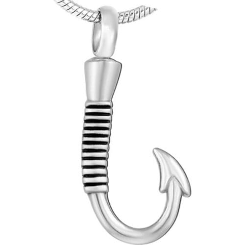 IJD8423 Unisex Stainless Steel Classic Hook Ash Jewelry Pendant Necklace Special Offer