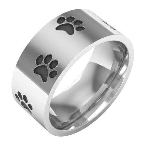 8 MM High Quality Dog Cat Paw Men Finger Rings 316 L Stainless Steel Punk Jewelry Anime Pet Rings Amulet Jewelry Wedding Gift
