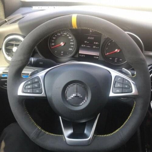 Top Leather Car Steering Wheel Hand-stitch on Wrap Cover For Benz Amg c200 e260l 350 c260g e3001