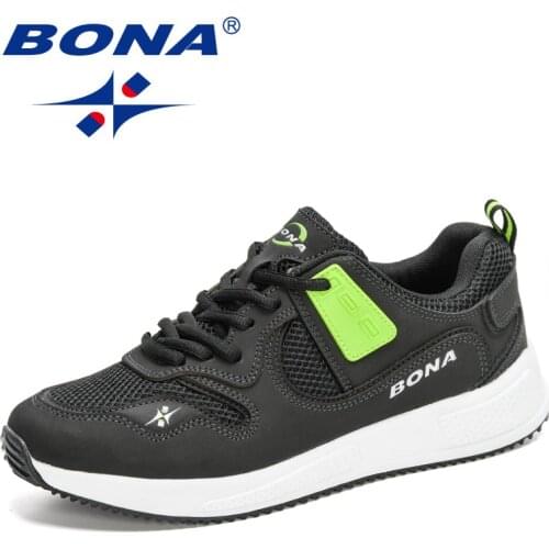 BONA 2020 New Designers Mesh Breathable Walking Shoes Men Lace Up Outdoor Sneakers Jogging Footwear Mansculino