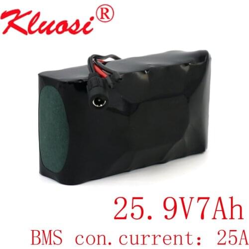 KLUOSI 24V 7Ah 25.2V 7S2P 29.4V Lithium Battery Pack FOR Electric Motor Bicycle Scooter Motor Built-in 25A BMS Balanced
