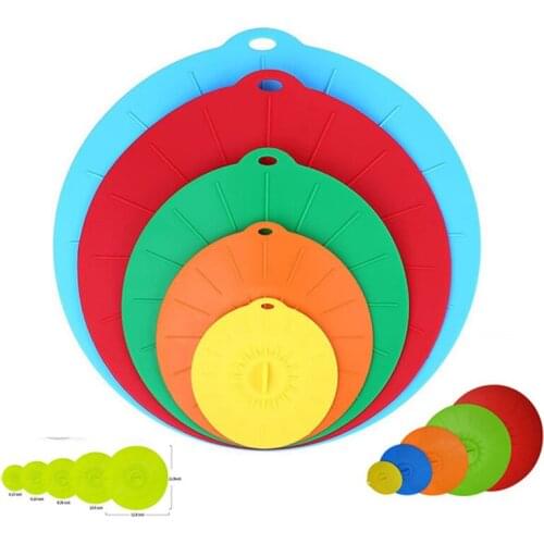 Set of 5pcs Silicone Microwave Bowl Cover Cooking Pot Pan Lid Cover Silicone Food Wrap Cooking Tools Kitchen Utensil