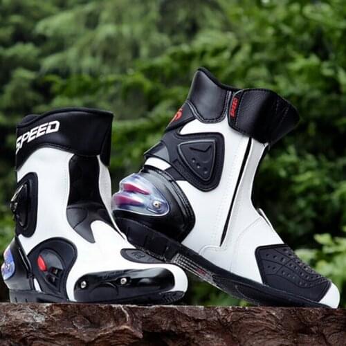 New Motorcycle Racing Boots Speed Botas Hombre Bikers Motorbike Motocross Microfiber Leather Shoes A004