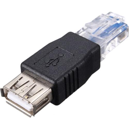 USB A Female to Ethernet RJ45 Male Adapter Connector Router Adapter Black free shipping