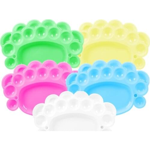 Footprint Shape Plastic Colour Palette Art Paint Drawing Tray Color Palette For Oil Watercolour White Painting Pallet Art tools