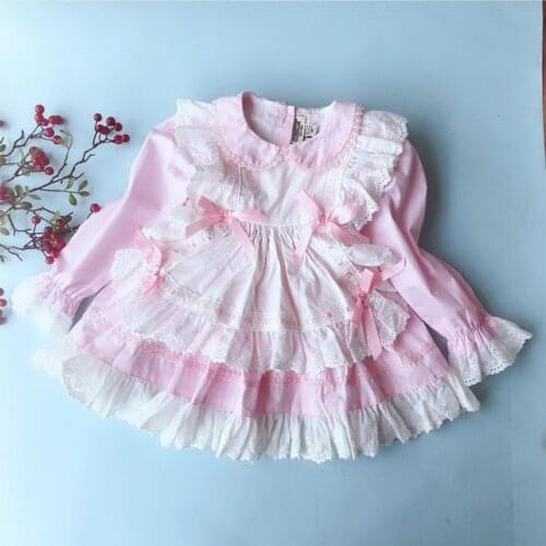 Baby Girl Spanish Princess Dresses Kid Lolita Birthday Christening Party Dress Toddler Girls Boutique Bow Lace Frock Vestidos