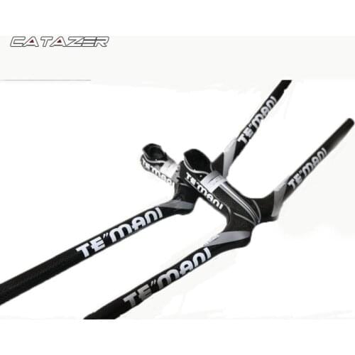 Full Carbon Bicycle Handlebar 3K Glossy Mountain MTB Bike Superlight Integrated Flat/Riser Bar Stem 70-120mm*600-780mm