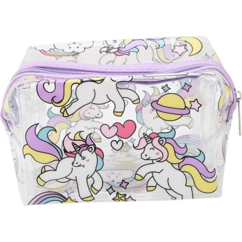 Unicorn Transparent Makeup Bag Waterproof Zipper Toiletry Bag Portable Women Travel Cosmetic Bags Unicorn