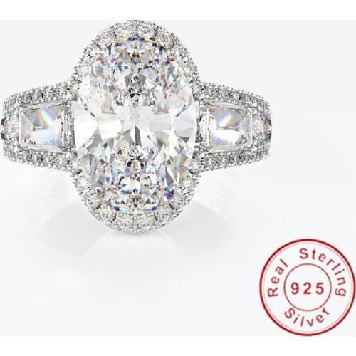 Luxury Oval cut 4ct Diamond Ring 100% Original 925 sterling silver Engagement Wedding band Rings for Women Bridal Party Jewelry
