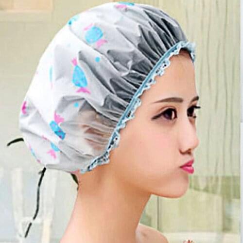 Shower Cap Thicken Elastic Bath Hat Bathing Cap for Women Hair Salon Dot Waterproof Bathroom Products Bathroom Accessories
