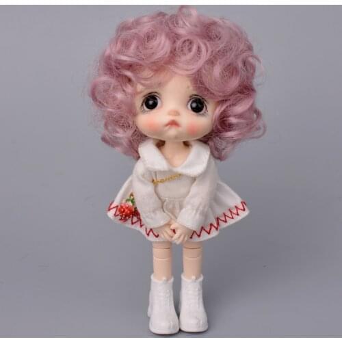 Aidolla 1/8 BJD Doll Wig Short Curly Hair Natural Color High Temperature Fiber Doll Accessories For DIY BJD SD Doll Girl Gift