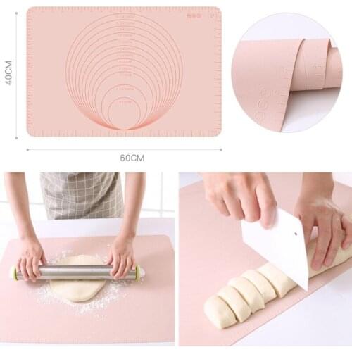 Silicone Baking Mat Pad Non-stick Rolling Pastry Kneading Dough Pad Pink Green Silicone Baking Sheet Pastry Kneading