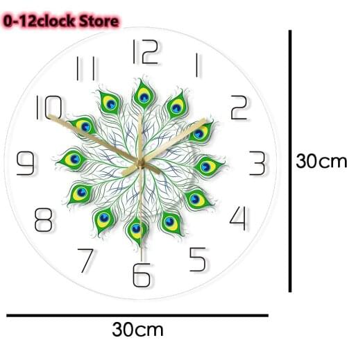 Morden Design Mandala Peacocks Feather Multi Coldecorors LED Watch Wild Animal Nature Feather Mood Light Wall Clock Klok