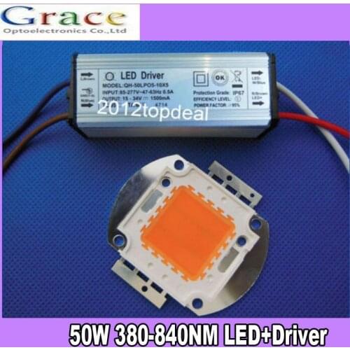 5set 50W full spectrum 400nm~840nm led grow lights with 50w driver for hydroponics