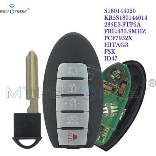 Remtekey KR5S180144014 Smart key 5 button 433.9MHZ FSK HITAG-3 ID47 PCF7952X for Nissan Altima