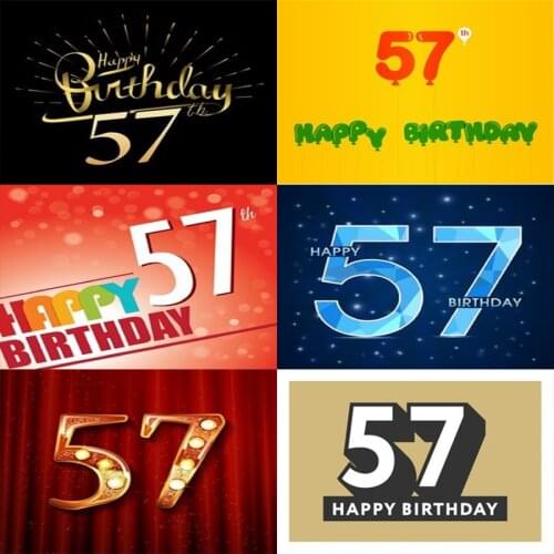 Photo Studio Props Vinyl Photography Backdrop Fifty Seven Year Old Birthday Balloon Ribbons Cake 57St Birthday Party Decoration