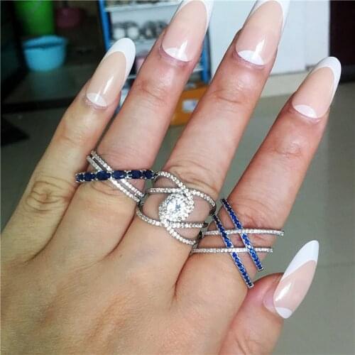 Summer Statment Finger ring 925 Sterling silver Pave cz Fashion Wedding Band Rings for women Bridal Party Jewelry